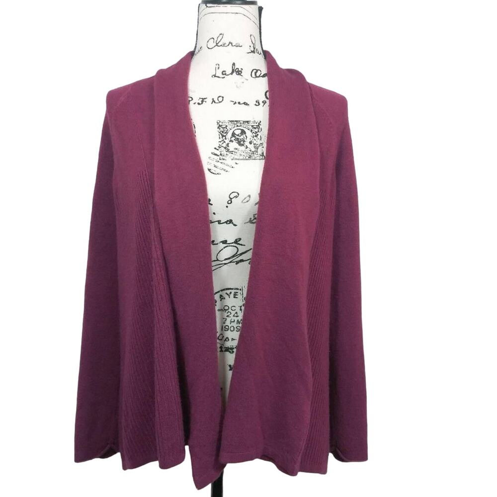 Requirements Burgundy Open Front Sweater Cardigan Size M